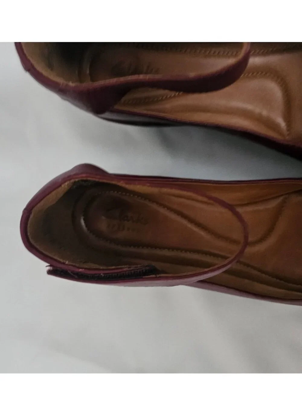 Clarks Women's Burgundy Clarene Tide Printed Wedge Heel Pump Shoes Size US 7.5